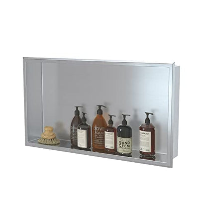 SUNTAGE Recessed Shower Niche Insert Stainless Steel (24" X 12" Brushed) - size: 24" X 12" Brushed