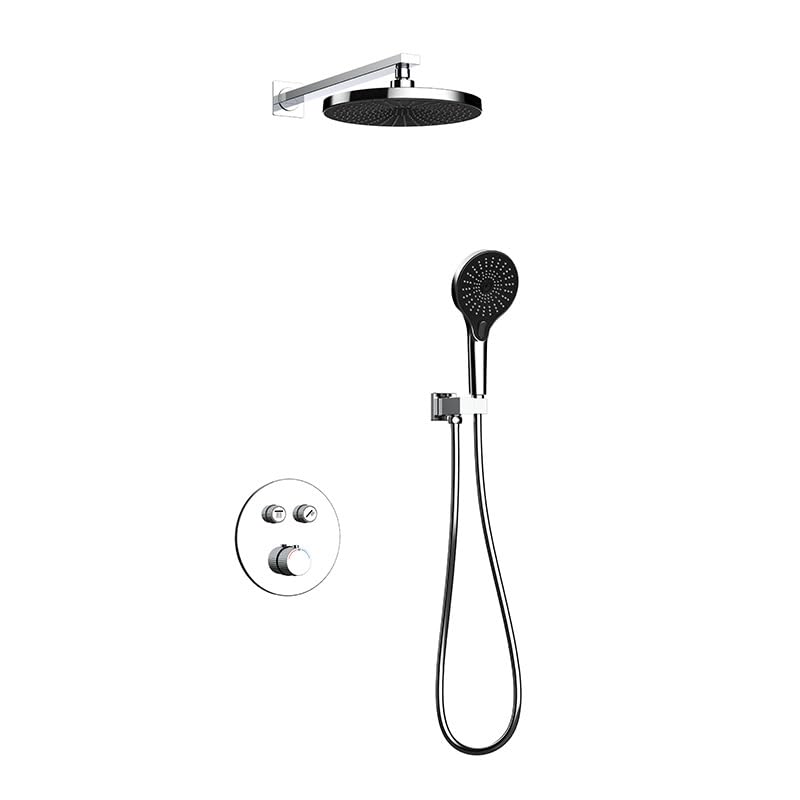 Hidden Embedded Thermostatic Shower Faucet, Heavy-Duty Brass Wall Mounted Shower Valve, Dual Handle Control, Customizable Surface Color