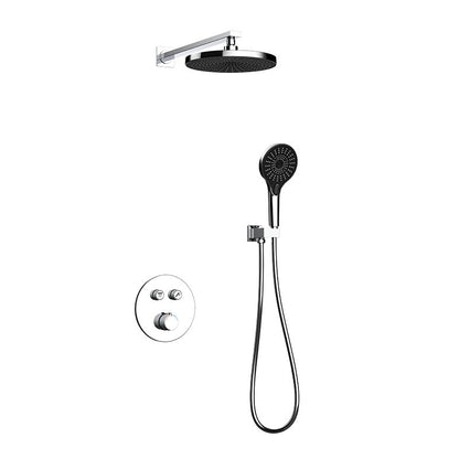 Hidden Embedded Thermostatic Shower Faucet, Heavy-Duty Brass Wall Mounted Shower Valve, Dual Handle Control, Customizable Surface Color