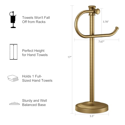 17 Inch Antique Brass Stand Towel Bar Hanger Hand Towel Bar Bathroom Vanity Countertop Towel Holder Free Standing Stainless Steel Towel Ring Hardware Accessories Towel Rack - color: Antique Brass