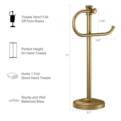 17 Inch Antique Brass Stand Towel Bar Hanger Hand Towel Bar Bathroom Vanity Countertop Towel Holder Free Standing Stainless Steel Towel Ring Hardware Accessories Towel Rack - color: Antique Brass