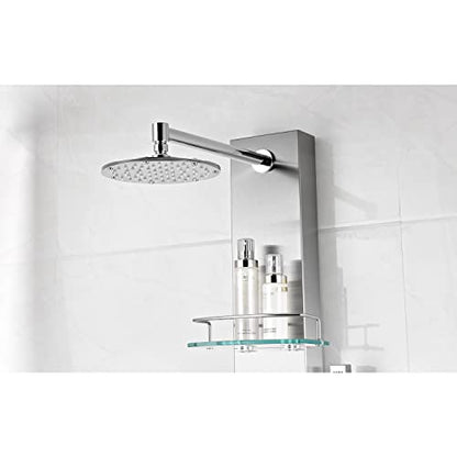 ANZZI Shower Head Panel Tower System | Coastal | Brushed Stainless Steel | Includes One 1 Field Full Body With Dual Level Deco Glass, Free-Reign Euro Grip Handheld Sprayer With 60 In. Hose - color: Brushed Steel, style: 2 Jets