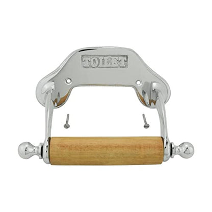 Stylish Wall Mount Toilet Paper Holder 6.5" W Chrome Plated Solid Brass Easy Install Toilet Tissue Paper Holders with Wooden Roll for Bathrooms Includes Hardware Renovators Supply Manufacturing - color: Chrome Knight