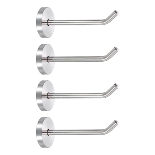 uxcell 4Pcs 4 Inch Coat Hooks, Stainless Steel Long Nose Wall Mount Hook, Robe Towel Hangers with Screws for Livingroom Bathroom Closets and Wardrobe, Silver Tone - color: Silver Tone, size: 4 Inch