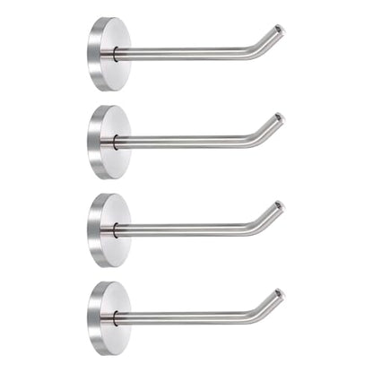 uxcell 4Pcs 4 Inch Coat Hooks, Stainless Steel Long Nose Wall Mount Hook, Robe Towel Hangers with Screws for Livingroom Bathroom Closets and Wardrobe, Silver Tone - color: Silver Tone, size: 4 Inch
