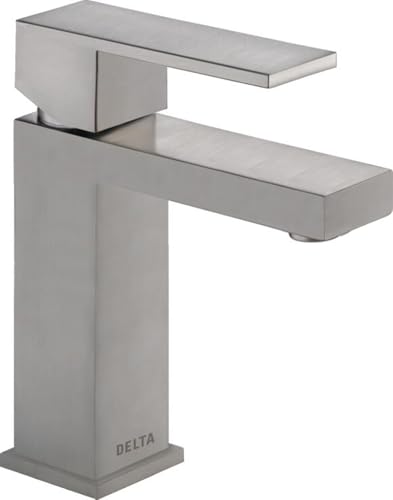 Delta Modern Brushed Nickel Bathroom Faucet 1 Hole, Single Hole Bathroom Sink Faucet for Vanity, Metal Push-Pop Drain Assembly, Stainless 567LF-SSPP - color: Stainless, size: 1.2 GPM Water Flow