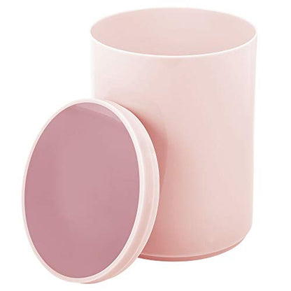 mDesign Plastic Small Slim Round 1.7 Gallon/6.5 Liter Trash Can with Removable Swing Lid - Light Pink/Rosette Pink - color: Light Pink/Rosette