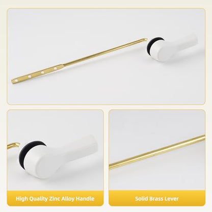 Universal Front Mount Metal Toilet Handle Replacement, Solid Brass, White | Toilet Flush Handle Lever with Adjustable Stainless Steel Chain, Compatible with Kohler, American Standard, TOTO, Mansfield - color: White, style: Front Mount Design