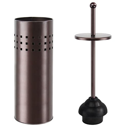 Blue Donuts Toilet Plunger with Holder for Bathroom, Multi Drain Suitable Also for Bathtubs, Quick Dry, Bronze - color: Bronze
