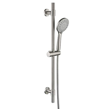 Adjustable 30-Inch Shower Slide Bar with 5-Function Handheld Shower Head, Stainless Steel Wall Mount Shower Slide Bar Set with Extra Hose (Brushed Nickel) - color: Brushed Nickel