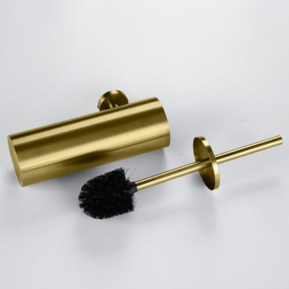 AIREMOEN 1PCS Brushed Gold Wall-Mounted Toilet Brush and Holder Set, 304 Stainless Steel Handle Toilet Brush Holder, Toilet Brush and Plunger Set, Bathroom Wall-Mounted Compact Toilet Brush Holder