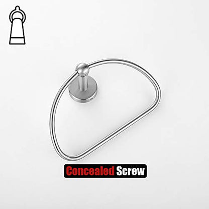 JQK Towel Ring, Stainless Steel Half Ring Towel Holder for Bathroom, 7 Inch Brushed Finished Wall Mount, TR160-BN - color: Brushed