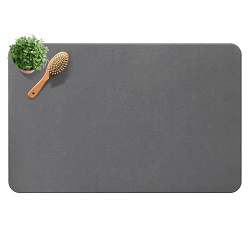 Premium Diatomite Stone Bath Mat, 23.6" x 15.4" Dark Gray | Non-slip, Natural Diatomaceous Earth & Quick Drying for Bathroom Bathtub Floor - color: Dark Grey, size: 23.6" x 15.4"