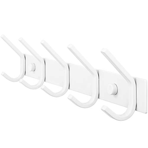 WEBI Coat Rack Wall Mount,Coat Hooks Wall Mounted,Coat Hanger Wall Hook Rack,5 Hooks for Hanging Coats,Hats,Jacket,Clothes,White - size: 5 Hooks