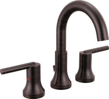 Delta Trinsic Oil Rubbed Bronze Bathroom Faucet 3 Hole, 8 Inch Widespread Bathroom Sink Faucet for Vanity, Metal Push-Pop Drain Assembly, Venetian Bronze 3559-RBMPU-DST - color: Venetian Bronze