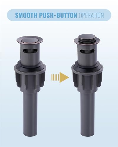 Bathroom Sink Drain with Overflow Vessel Sink Stopper,Pop Up Drain for Bathroom Sink Pop Up Drain Stopper for Hair Catcher,Oil Rubbed Bronze - color: Oil Rubbed Bronze, style: With Overflow