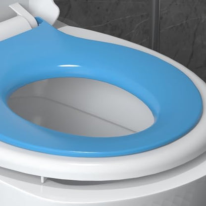 Toilet Seat with Easy Clean & Change Hinges, Quiet-Close Lid, Contoured Seat, Quick-Attach Hardware, White, 18.6"L x 14.2"W - color: Blue, size: 18.6"L x 14.2"W