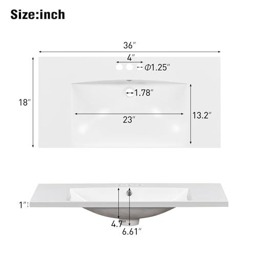 Merax 36" Bathroom Vanity with Sink, 2 Doors & 2 Drawers Storage Cabinet | Freestanding Single Bathroom Sink Vanity Cabinet Set with 36" Ceramic Sink (Sink Cabinet Only, Gray) - color: Grey, style: Sink Cabinet Only