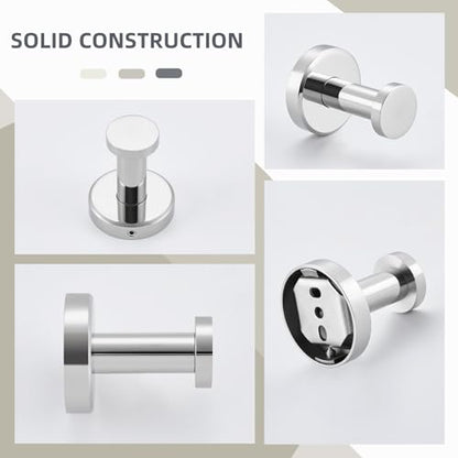 Angle Simple Polished Chrome Bathroom Towel Hook, Coat Towel Holder, 2 Pack | SUS304 Stainless Steel, Kitchen Laundry Robe Wall Hook, Hold Clothes Hat Bag, Screw Mount - color: Polished Chrome, size: 2 Pack