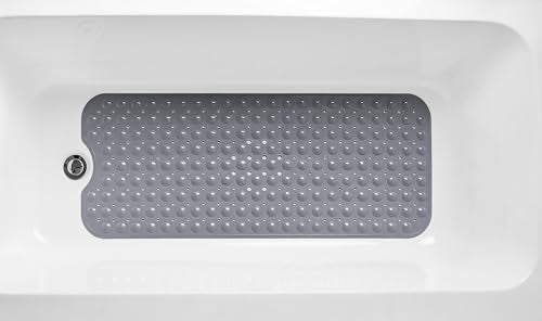 Extra-Long Non-Slip Bathtub & Shower Mat 39”x16” (Smooth/Non-Textured Tubs Only) Safe, Clean, Machine-Washable, Superior Grip&Drainage, Vinyl, Opaque Gray (Grey) - color: Opaque Gray (Grey), size: 39" x 16" (Rectangular)