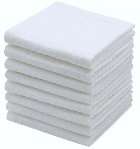 White Washcloths, Cotton Dish Cloths, 8 Pack,12”x12” | Soft Kitchen Washcloths Wash Rags, Double Deck Small Hand Towels For Kitchen, Absorbent Dish Cloths For Washing Dishes - color: White