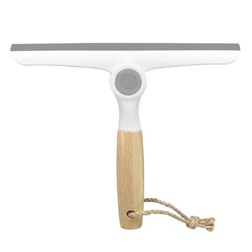NBGYTECH Window Squeegee Household Cleaning Scraper Handheld Squeegee for Shower Glass Door Mirror Car Windshield (White Bamboo Handle) - color: White Bamboo Handle