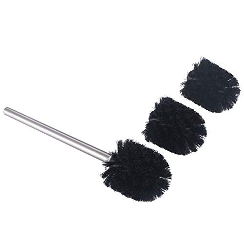 Angle Simple Toilet Brushes Refills, Toilet Bowl Scrubber Head 3 PCS | Replacement Toilet Brush Head Only, No Holder, Stainless Steel Wand with Sturdy Plastic Bristles for Easy Use