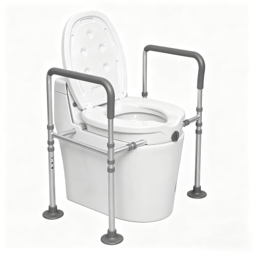 Raised Toilet Seat with Handles | Adjustable Height & Width, 500lbs Heavy Duty, For Seniors, Elderly, Pregnant & Handicap, Fits All Standard Toilets - color: With Lid, size: with Lid