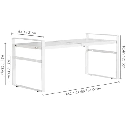 Expandable Cabinet Shelf Organizer Riser for Kitchen Pantry Cupboard Under Sink Countertop,Kitchen Cabinet Shelf 8.3’’D * 12.2-23.6’’W * 10.4’’H - color: White(2 Pack)