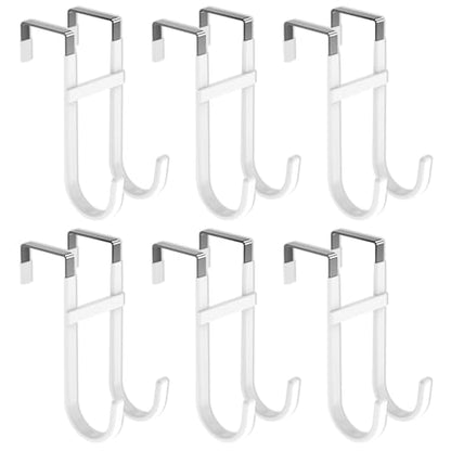 Over The Door Hooks, 6 Pack Dual-Hook 5" Long Door Hangers with Non-Slip PVC Coating for Clothes, Hats, Towel, Bags for Bathroom Bedroom Kitchen, Fits Most 1.2" - 1.4" Width Interior Doors - style: 6 Pack Style