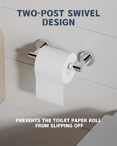 RARXTR Polished Finish Toilet Paper Holder SUS304 Stainless Steel Double Post Pivoting Toilet Paper Roll Holder Wall Mounted Toilet Tissue Holder for Commercial Bathroom RV - color: Chrome, size: Wall Mount