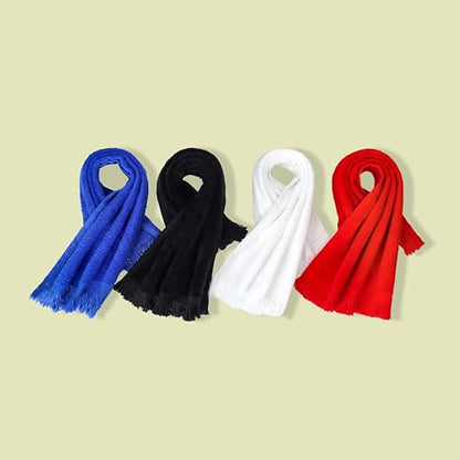 Fringed Reversible Fingertip Hand Towel (Size 11" W x 18" L) Terry Cotton Washcloth Set for Face and Bathroom use. (White, 3)