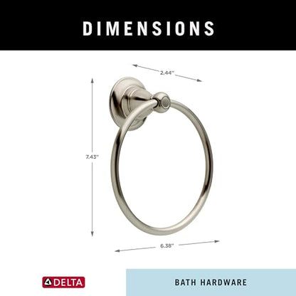 Delta Porter (1-Pack) Hand Towel Holder SpotShield Brushed Nickel Towel Racks for Bathroom Wall Round Towel Ring Holder for Bath Towel Hanger for Kitchen, Bathroom Accessories PTR46-BN - style: Towel Ring