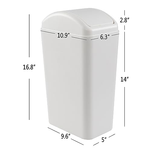 Cand 14 L Small Plastic Garbage Can, Slim Swing Lid Trash Bins, Light Grey - color: Grey