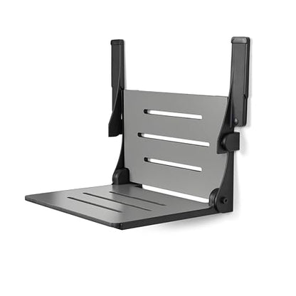 Seachrome Silhouette Comfort Folding Shower Bench Seat with Arms, Grey Seat with Matte Black Frame (SHAFAR-185155-PGS-S-MB-BK) - color: Gray Seat With Matte Black Frame and Matte Black Arm Pads