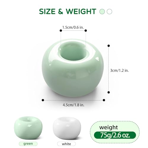 2Pcs Ceramic Toothbrush Holders for Bathrooms Countertop Toothbrush Holder Single Mini Toothbrush Holder Pen Holder Razor Holder Bathroom Tooth Brush Holder Toothbrush Stand (Green+White) - color: Green+white