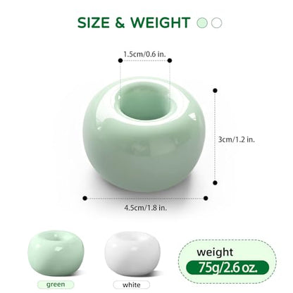 2Pcs Ceramic Toothbrush Holders for Bathrooms Countertop Toothbrush Holder Single Mini Toothbrush Holder Pen Holder Razor Holder Bathroom Tooth Brush Holder Toothbrush Stand (Green+White) - color: Green+white