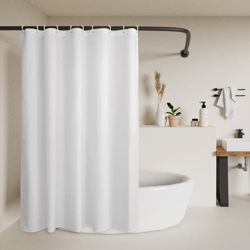 60x72 Sustainable Shower Curtain Liner, Recycled Polyester Material, Eco Friendly, Non Plastic & Freon-free Washable Fabric Shower Curtain Liner with Magnets, 60" x 72" Stall Shower Liner, White - size: 60"W x 72"L (Pack of 1)