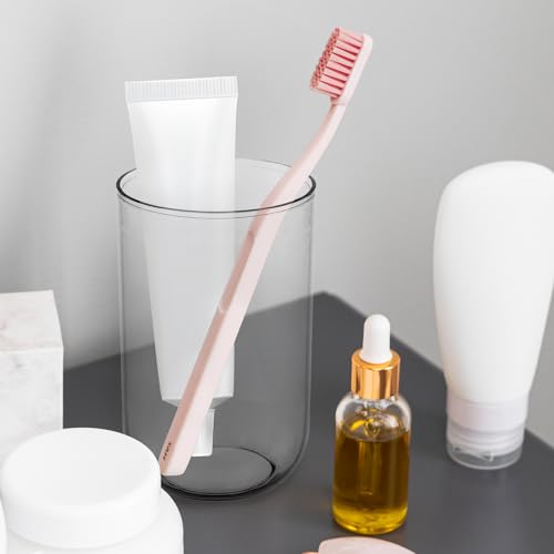 NiHome Bathroom Toothbrush Holder Cups 3Pcs, Reusable Plastic 13.5oz Clear | Unbreakable Food-Grade 400ml Mouthwash Tumbler, Dishwasher Safe Drinking Mugs, Multi-Use For RV Travel Vanity Camping - color: Clear