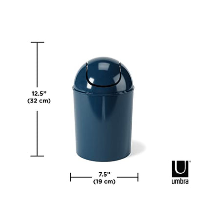 Umbra 1.25 Gallon Mini Waste Can with Removable Swing-Top Lid - Small Garbage Bin for Kitchen, Bathroom, Bedroom, Office - Compact Trash Can Fit Under Tables & Counters - Dark Blue - color: Dark Blue