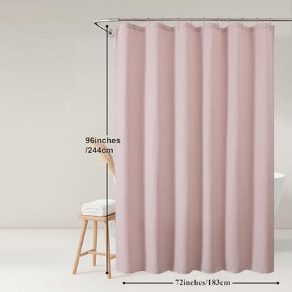 Blush Shower Curtain 96 Inch Extra Long, Waffle Weave Textured Fabric Bathroom Curtains, Water Repellent Thick Soft Hotel Spa Luxury Elegant Bath Curtain, Machine Washable, Blush, 72x96 Inch - color: Blush, size: 72"W x 96"L (Pack of 1)