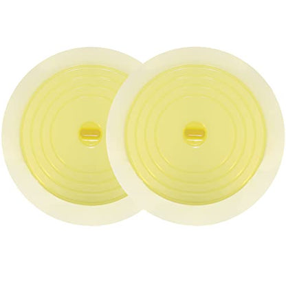V-TOP Bathtub Drain Plug 2 Pack, 6 inches Large Silicone Tub Stopper Hair Stopper Flat Suction Cover for Kitchen Bathroom and Laundry (Yellow Transparent) - color: 6" Yellow Transparent