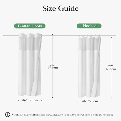 White Hook Free Waffle Shower Curtain & Snap-in Fabric Liner,36x75 | Less Time to install, 3 in 1 Fabric Shower Curtain and Liner Set with Magnets, Stall, Shower Curtains for Bathroom - color: A White, size: 36"W x 75"L (Pack of 1)