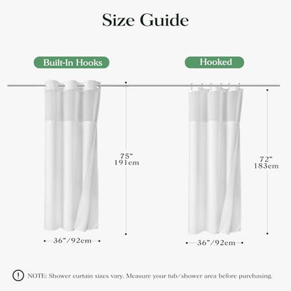 White Hook Free Waffle Shower Curtain & Snap-in Fabric Liner,36x75 | Less Time to install, 3 in 1 Fabric Shower Curtain and Liner Set with Magnets, Stall, Shower Curtains for Bathroom - color: A White, size: 36"W x 75"L (Pack of 1)