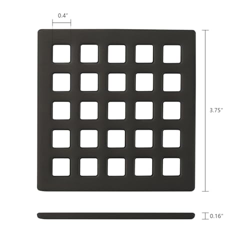 Uni-Green 3-3/4 inch Square Shower Drain Grate - 3.75" Matte Black Shower Floor Drain Cover Replacement - SUS304 Stainless Steel Hair Catcher/Drain Strainer for Bathrooms, Showers - color: Matte Black