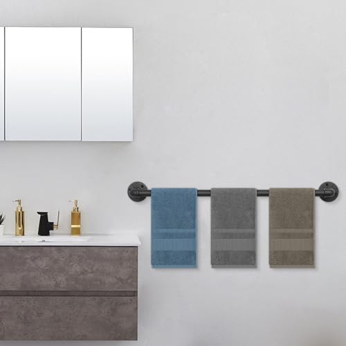 Industrial Pipe Towel Rack Towel Bar, Heavy Duty Wall Mounted Rustic Farmhouse Bath Towel Holder for Bathroom (Black, 32 inch) - color: Black, size: 32 inch