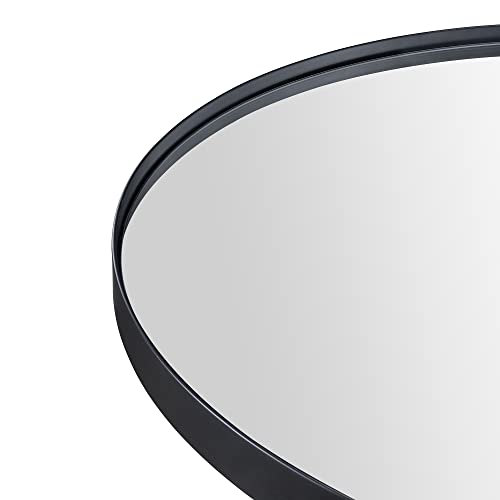 Matte Black Oval Recessed Bathroom Medicine Cabinet with Mirror Stainless Steel Metal Framed Oblong Pill Shaped Bathroom Cabinet with Mirror 16x33'' - color: Matt Black