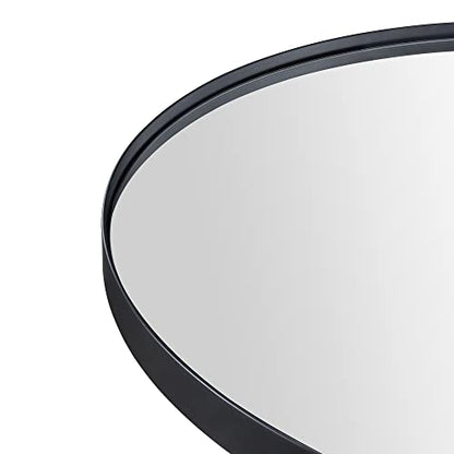 Matte Black Oval Recessed Bathroom Medicine Cabinet with Mirror Stainless Steel Metal Framed Oblong Pill Shaped Bathroom Cabinet with Mirror 16x33'' - color: Matt Black