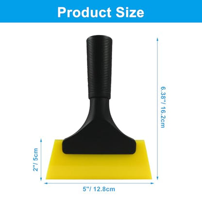 Hordion 2Pcs Small Squeegee 5" Rubber Blade Window Tint Squeegee Yellow | Mini Wiper for Car Windshield Mirror Shower Auto Cleaning - color: Yellow