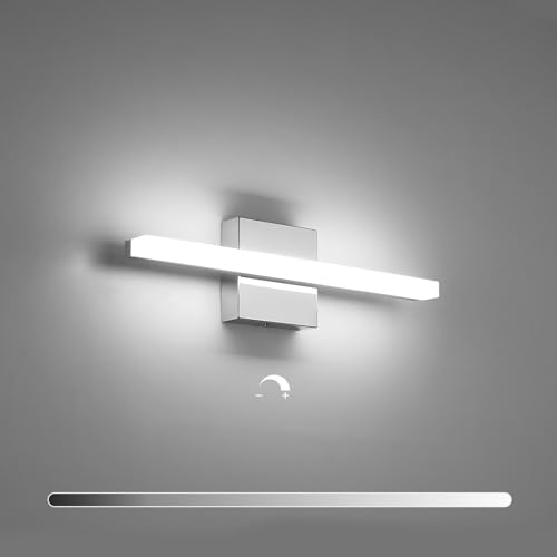 Dimmable Vanity Light Bar, 9W Over Mirror Lighting Fixture Wall Sconce Indoor, IP44 Modern Cool White 6000K Chrome Lamp Bathroom,16Inch - color: 6000K-Dimmable, size: 16inch
